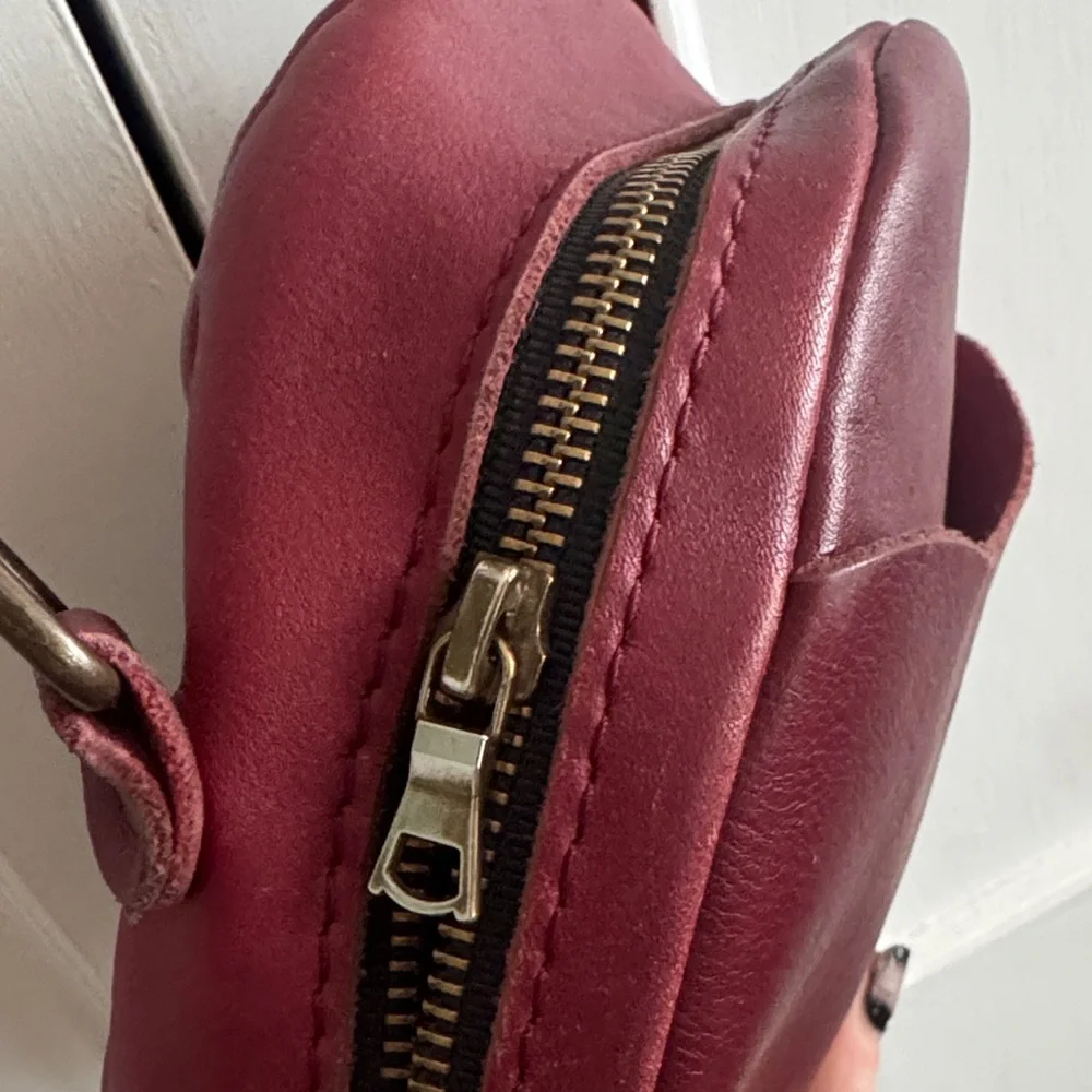 Portland Leather Round Burgundy Leather Crossbody Bag - Picture 5 of 7
